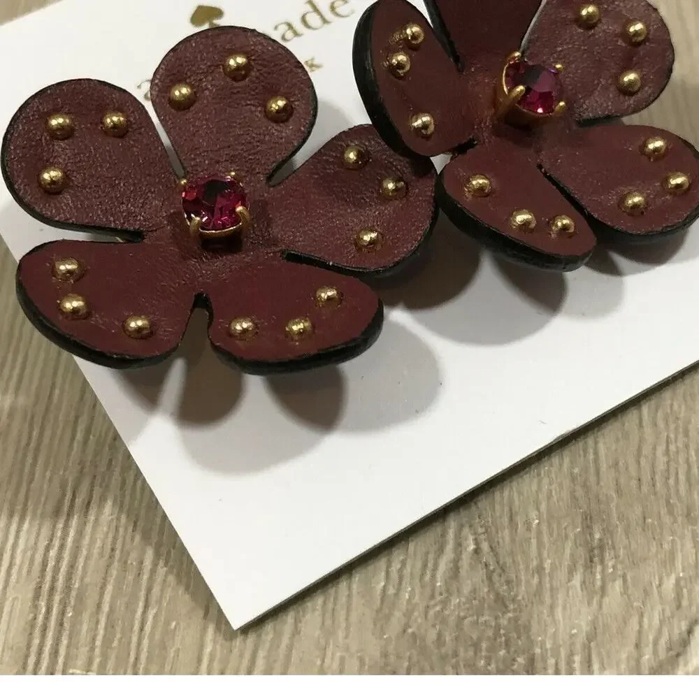 kate spade Blooming Bling Leather Flower Earrings